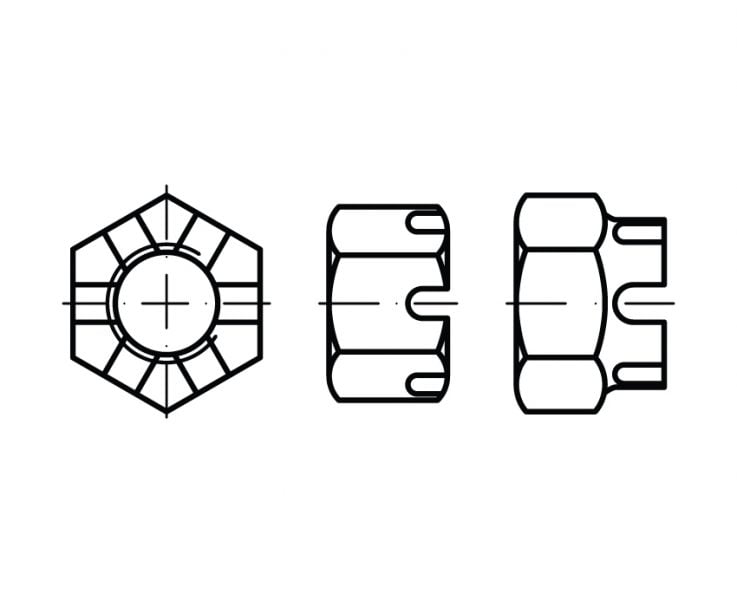 DIN 935 Nakrętki koronowe v2