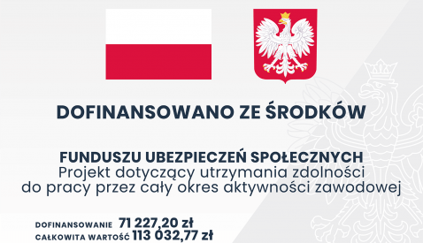 Pozyskaliśmy dofinansowanie z&nbsp;Funduszu Ubezpieczeń Społecznych
